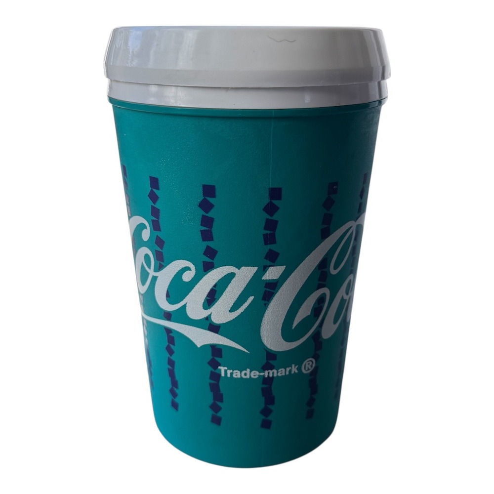 Vintage Coca-Cola 22oz Teal Tumbler 90s Fast Food Promo Cup USA Vaporwave